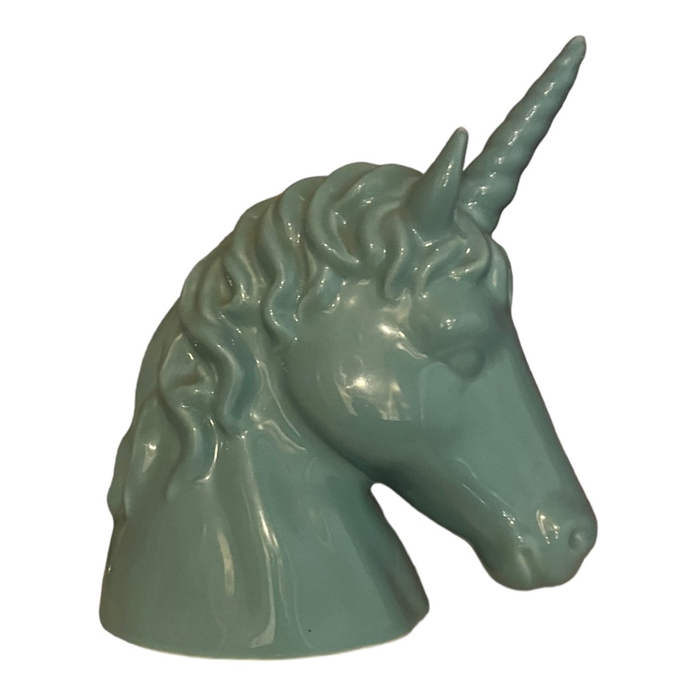 Unicorn CERAMIC UNICORN BANK TURQUOISE AQUA HORN 3D MANE HEAD 2012 TARGET GLOSSY